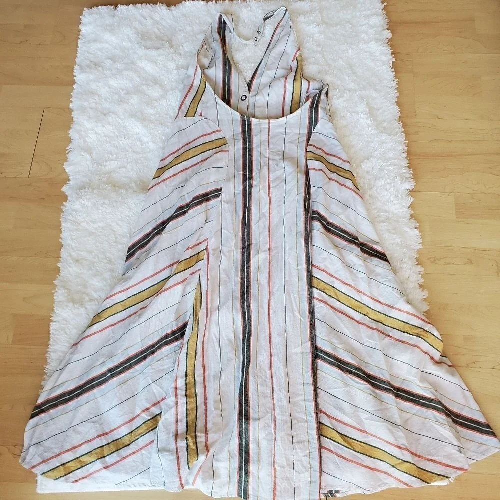 Free People Dress Hannah Halter‎ Tea Striped Size Xsmall Lined Low Back